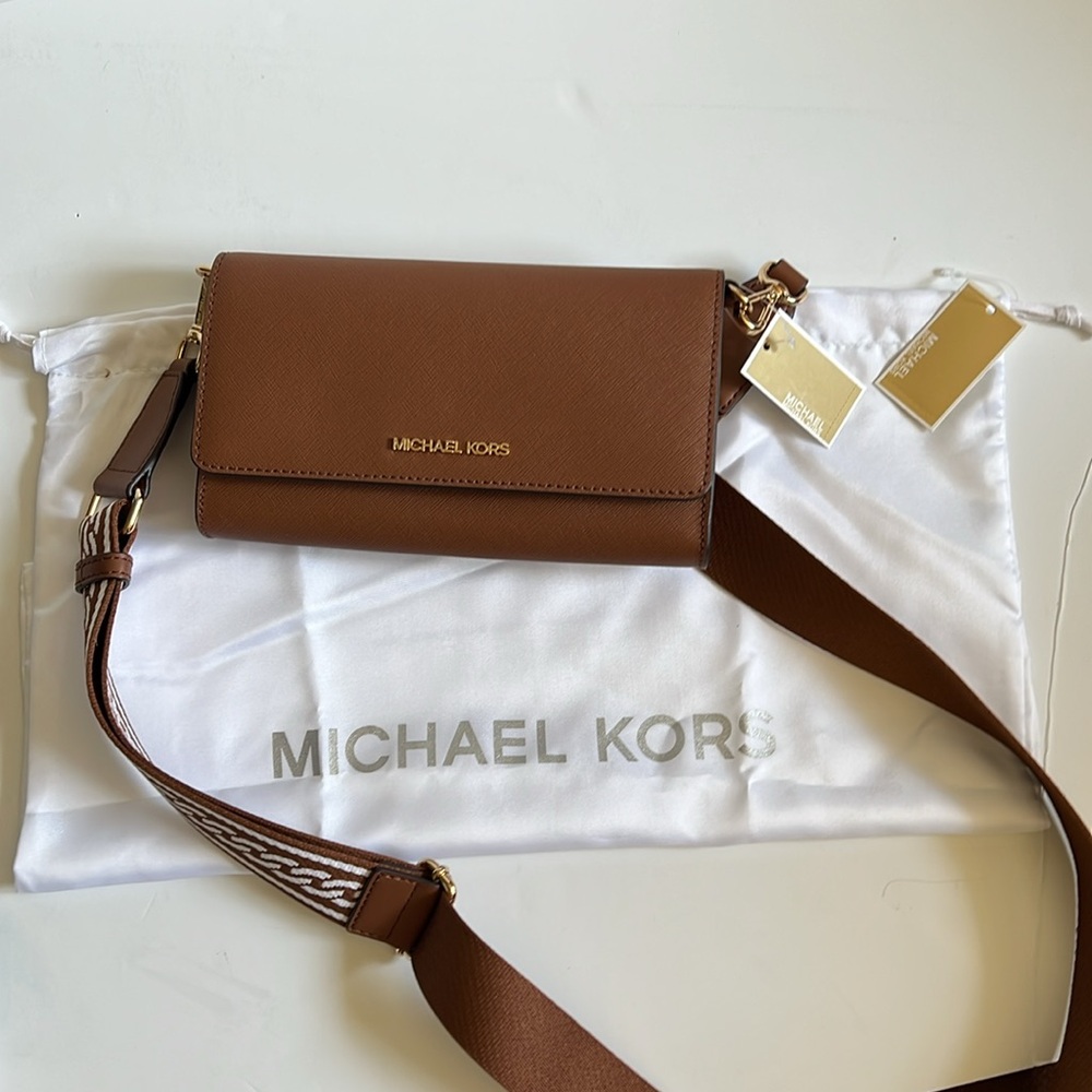 Michael Kors Jet Set Large Crossbody Bag with Chain Print Strap & Dust Bag